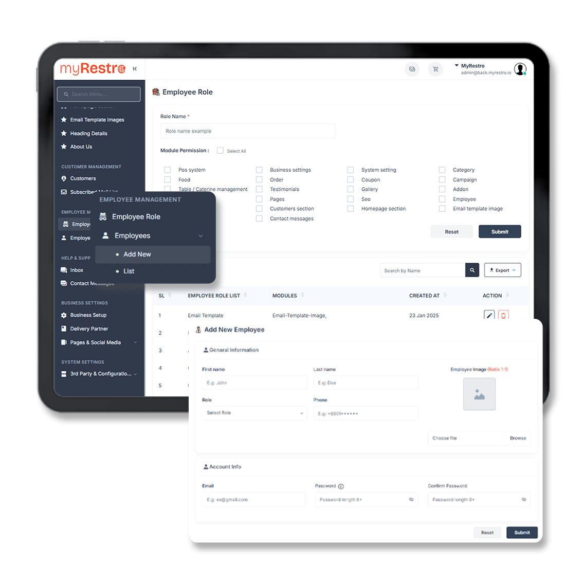 Employee Access Management myRestro Home image