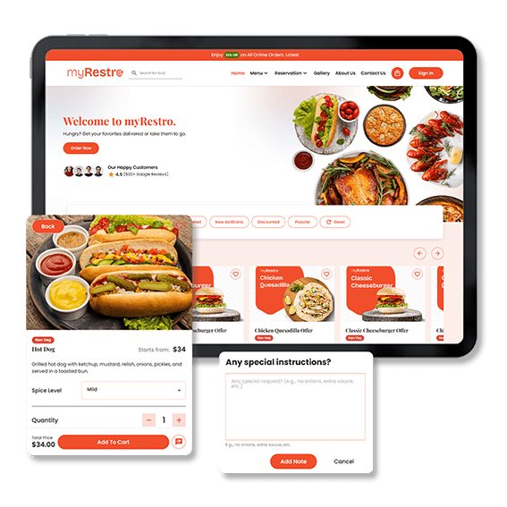 Fully Branded Website myRestro Home image