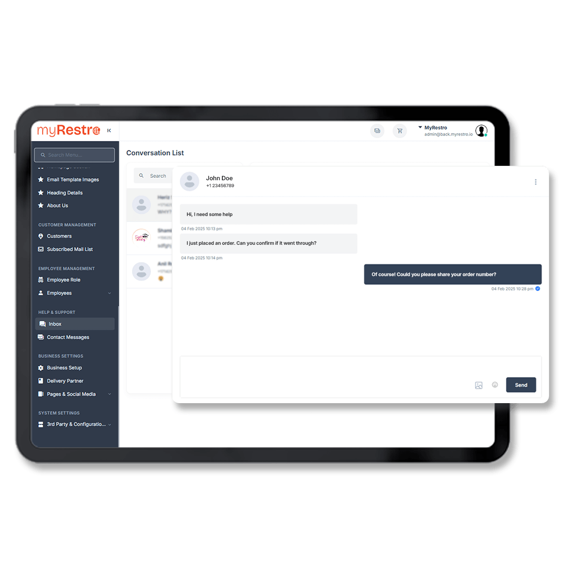 Real-Time Chat myRestro Home image